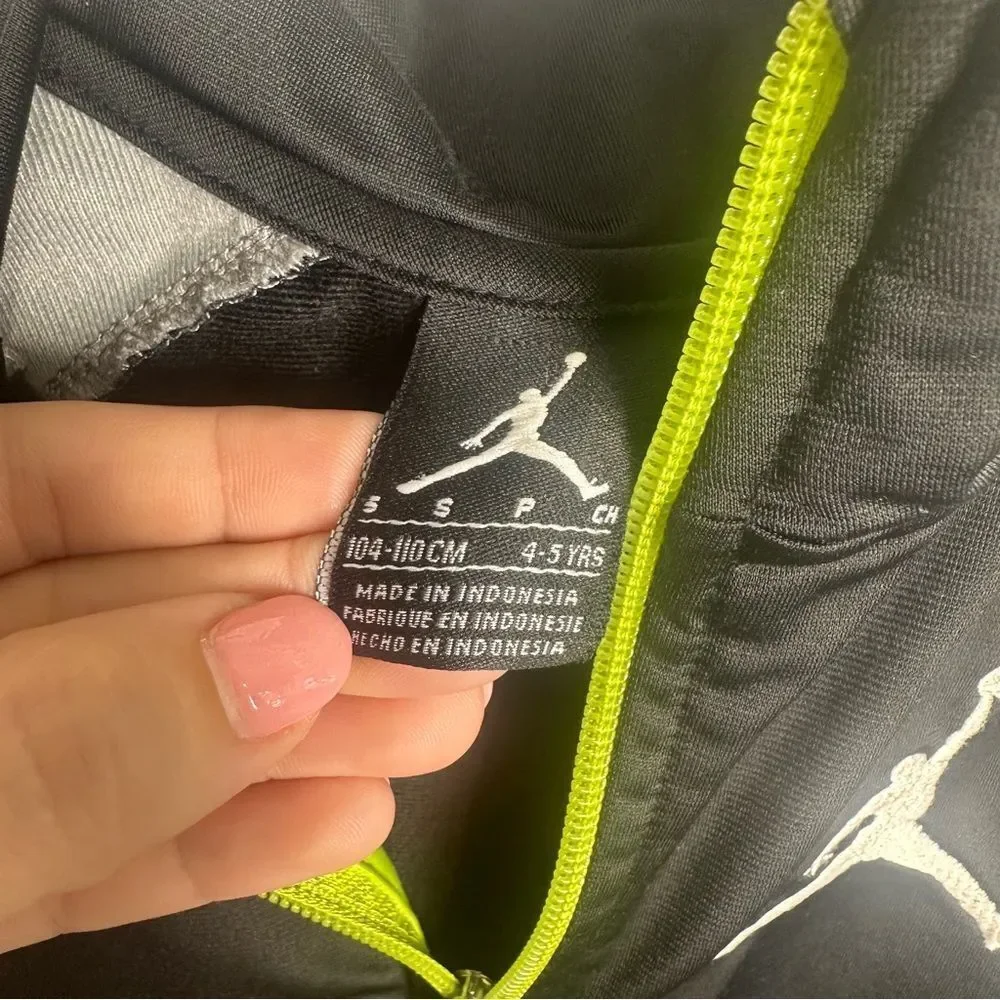 Kids 4-5 Jordan Black and Gray Jacket with Neon Highlights (b1)